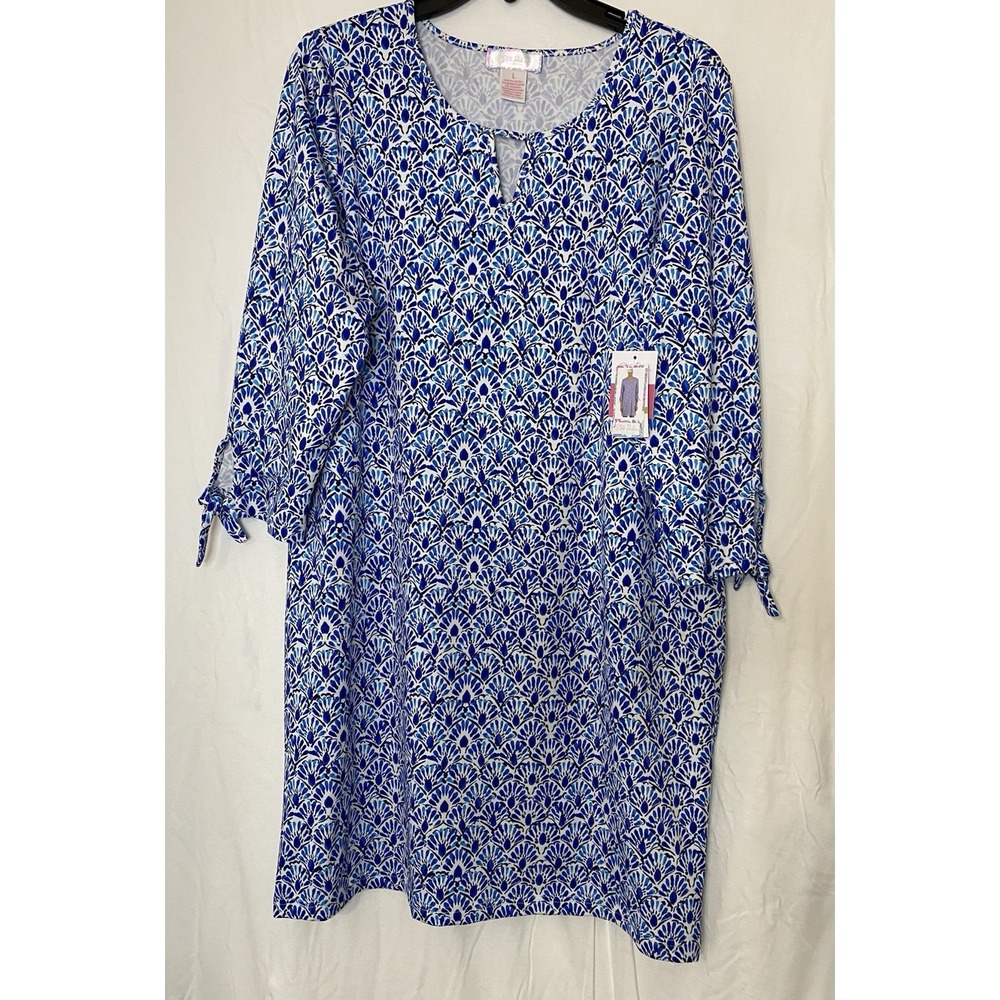 Stella Parker Womens Cool Tide Tiles Beach Dress UPF 50 Size L NEW